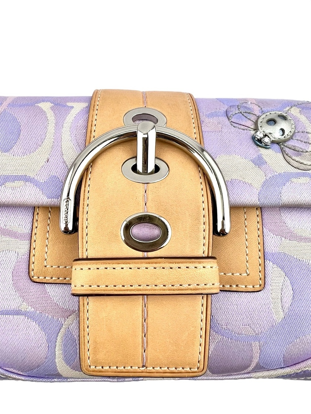 COACH Purple Soho Signature LADYBUG Shoulder Bag/Leather Buckle Style 1555 Y2K - Picture 4 of 16